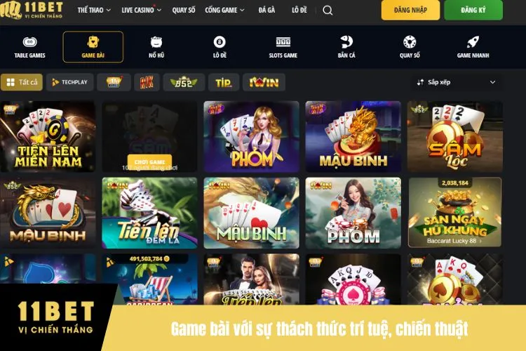 Game bài với sự thách thức trí tuệ, chiến thuật
