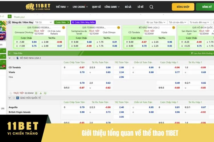 Giới thiệu tổng quan về thể thao 11BET